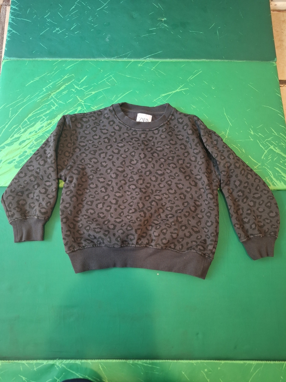 Zara Kids Dark Charcoal Leopard Print Sweatshirt